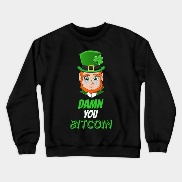 Funny Bitcoin Leprechaun Crewneck Sweatshirt by BansheeApps